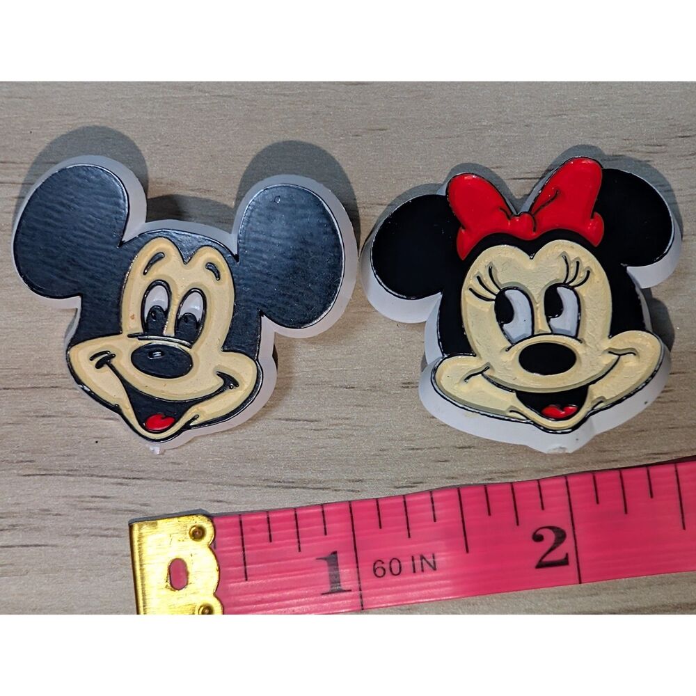 Vintage Walt Disney Productions Mickey & Minnie Mouse Pin Brooch Set Pair